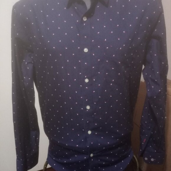 UNTUCKit Other - Untuckit Shirt Mens Large L Blue Geometric Nautical Preppy Performance Decoy WF